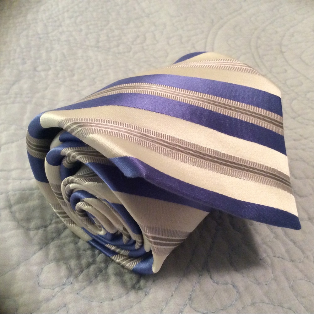 Bugatti blue/white stripe silk tie
